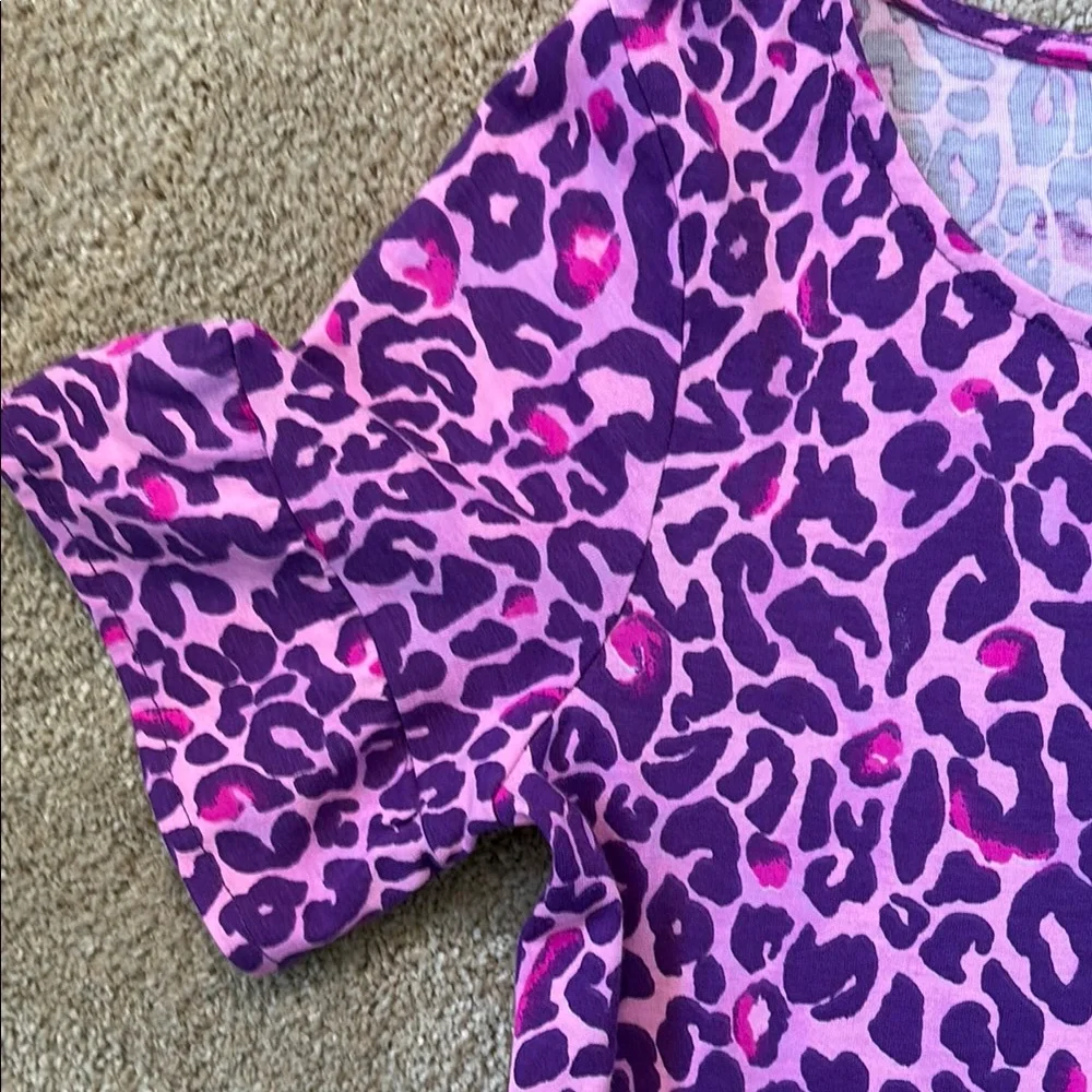 Lilly Pulitzer Jodee Swing Purple and White Puff Sleeve Sundress Leopard Print - Picture 6 of 8